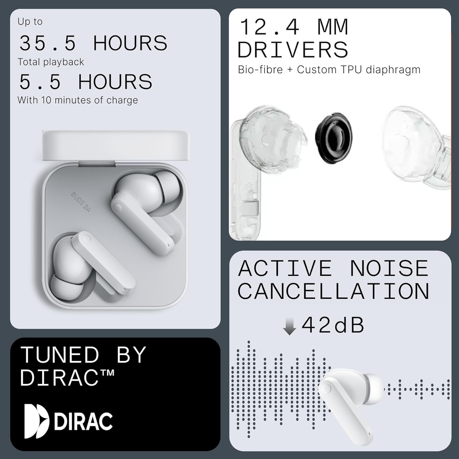 2a Earbuds Light Grey - Image 4